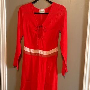 Gorgeous red dress side zipper closure like new! Length 45"